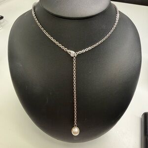 Cartier 18k White Gold and Cultured Pearl Lariat Adjustable Necklace